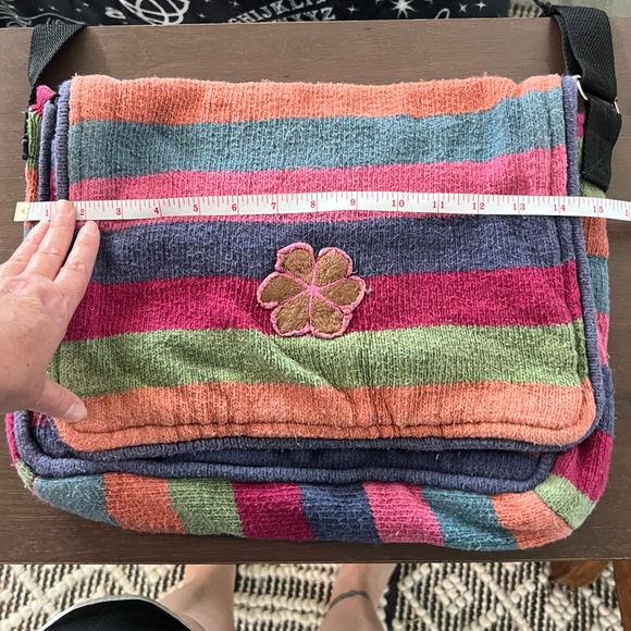 Handmade Sweater Knit Rainbow Messenger Bag - Picture 7 of 9